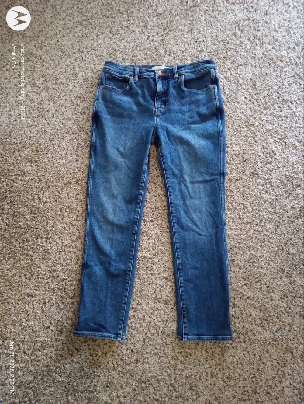 Madewell Mid-Rise Stovepipe Jean Ankle Blue Size 30 Medium Petite - Picture 2 of 9